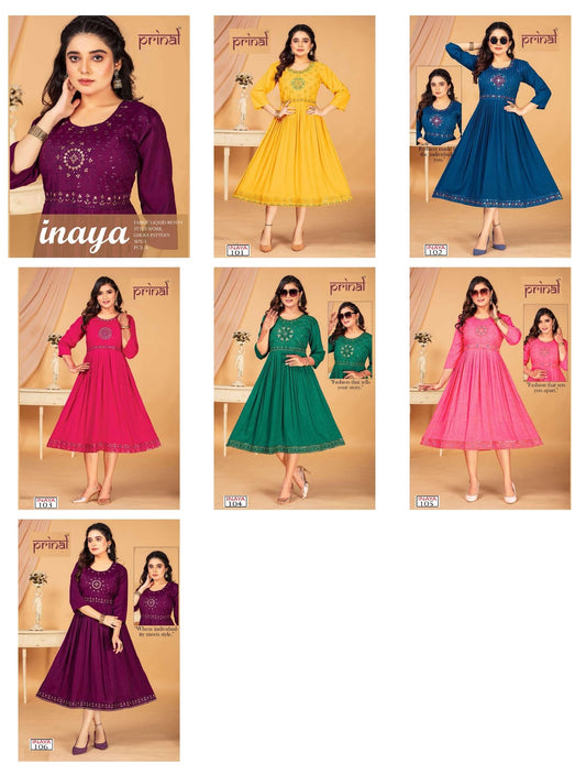 Inaya Prinal Reyon Anarkali Kurtis Wholesale Price