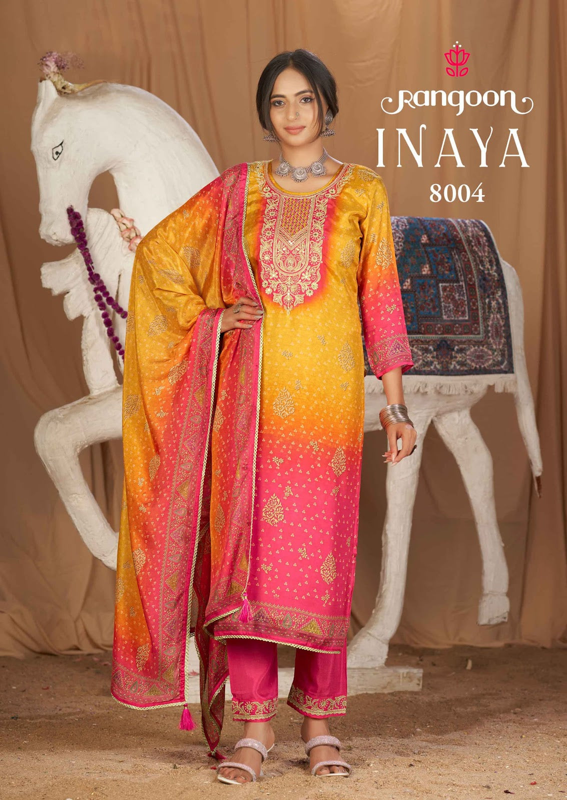 Inaya Rangoon Muslin Readymade Pant Style Suits Supplier