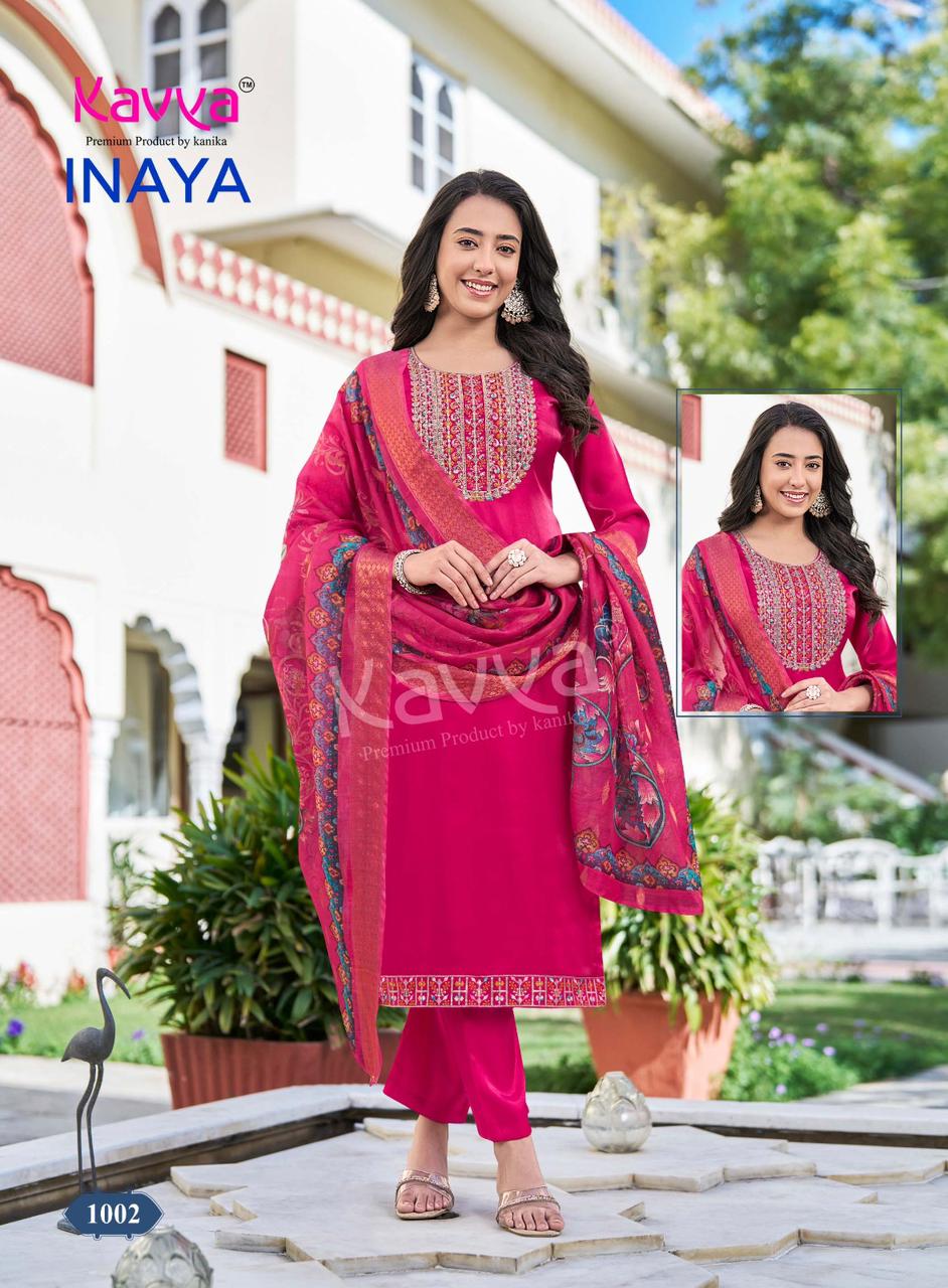 Inaya Vol 1 Eid Special Kavya Roman Silk Karachi Readymade Suits Exporter Gujarat