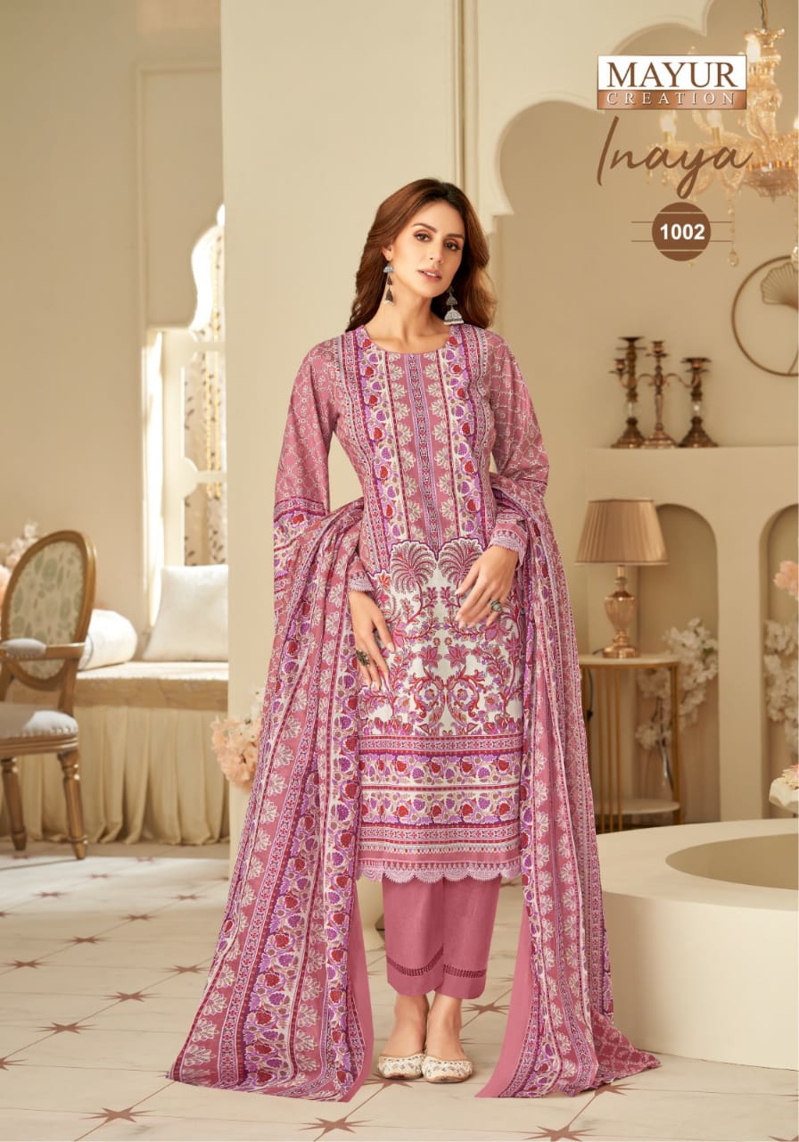 Inaya Vol 1 Mayur Creation Cotton Karachi Salwar Suits Wholesaler Ahmedabad