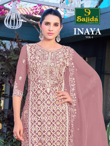 Inaya Vol 1 Sajida Organza Pakistani Salwar Suits Wholesale Price
