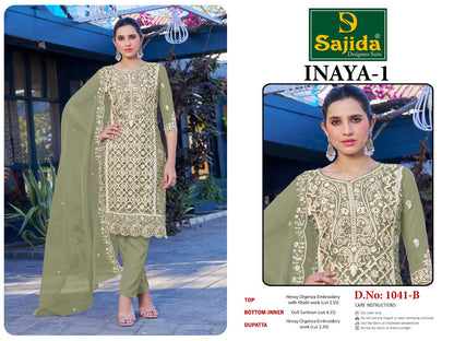 Inaya Vol 1 Sajida Organza Pakistani Salwar Suits Wholesale Price