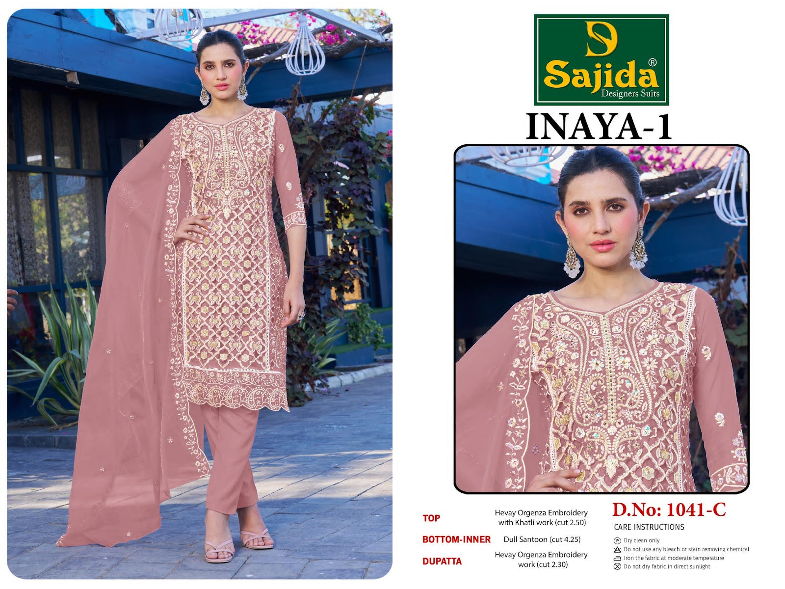 Inaya Vol 1 Sajida Organza Pakistani Salwar Suits Wholesale Price