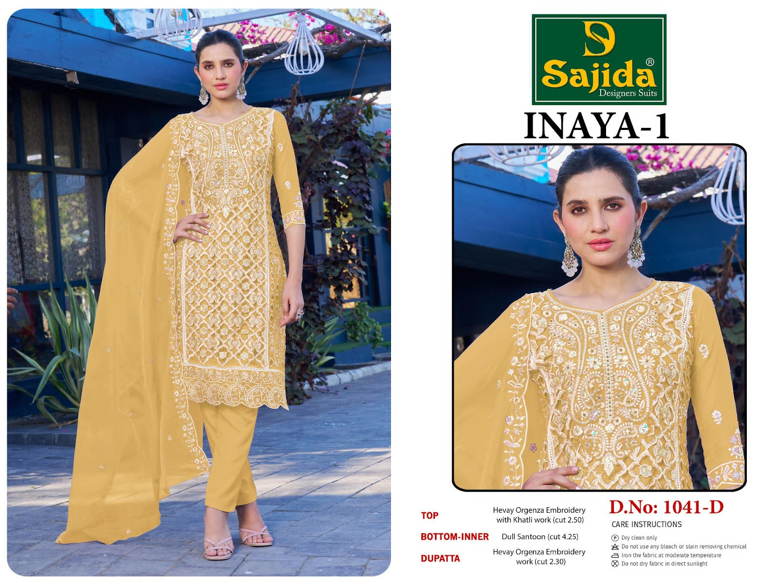 Inaya Vol 1 Sajida Organza Pakistani Salwar Suits Wholesale Price