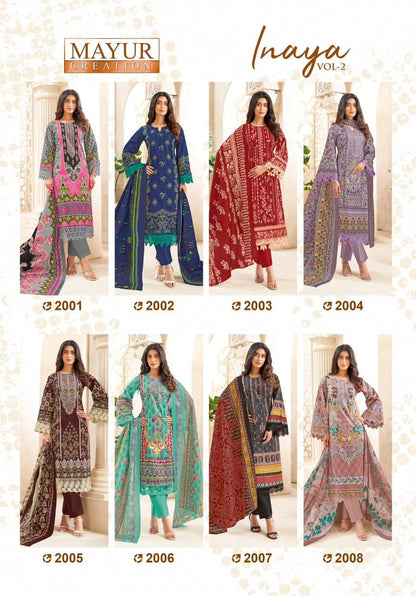 Inaya Vol 2 Mayur Creation Cotton Karachi Salwar Suits Exporter India
