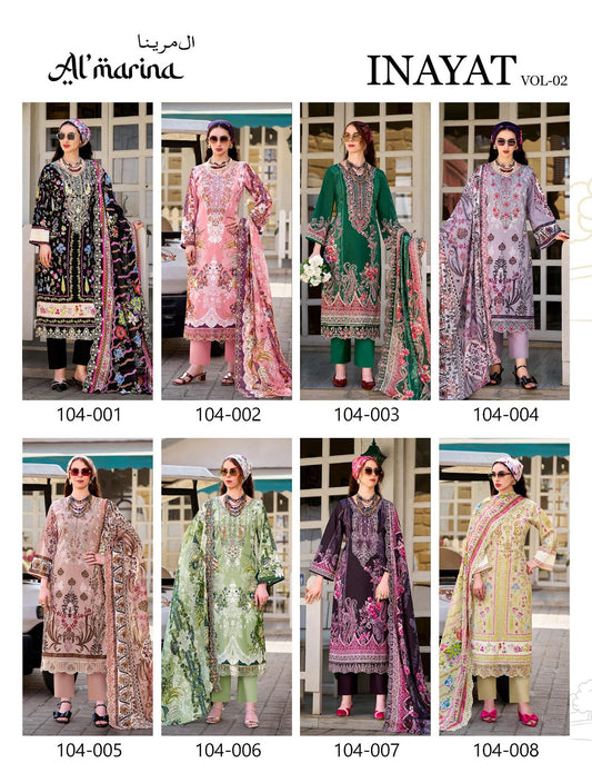 Inayat Vol 2 Al Marina Lawn Cotton Karachi Salwar Suits Wholesaler