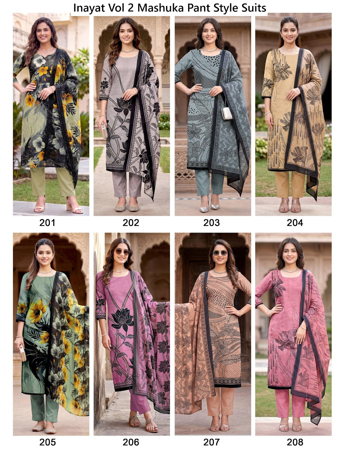 Inayat Vol 2 Mashuka Mix Cotton Pant Style Suits Wholesaler India