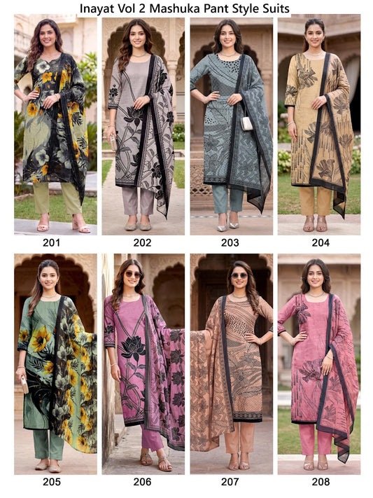 Inayat Vol 2 Mashuka Mix Cotton Pant Style Suits Wholesaler India