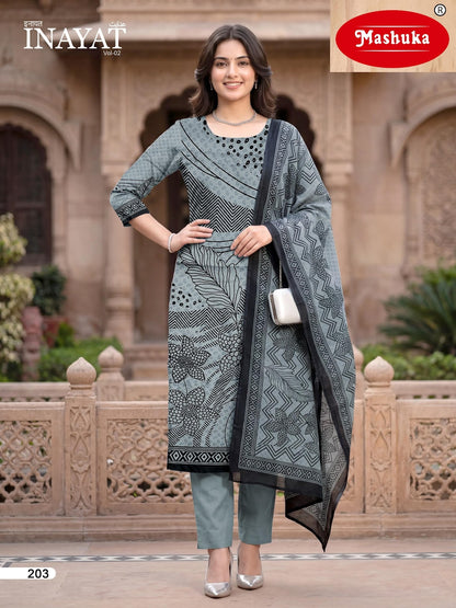 Inayat Vol 2 Mashuka Mix Cotton Pant Style Suits Wholesaler India