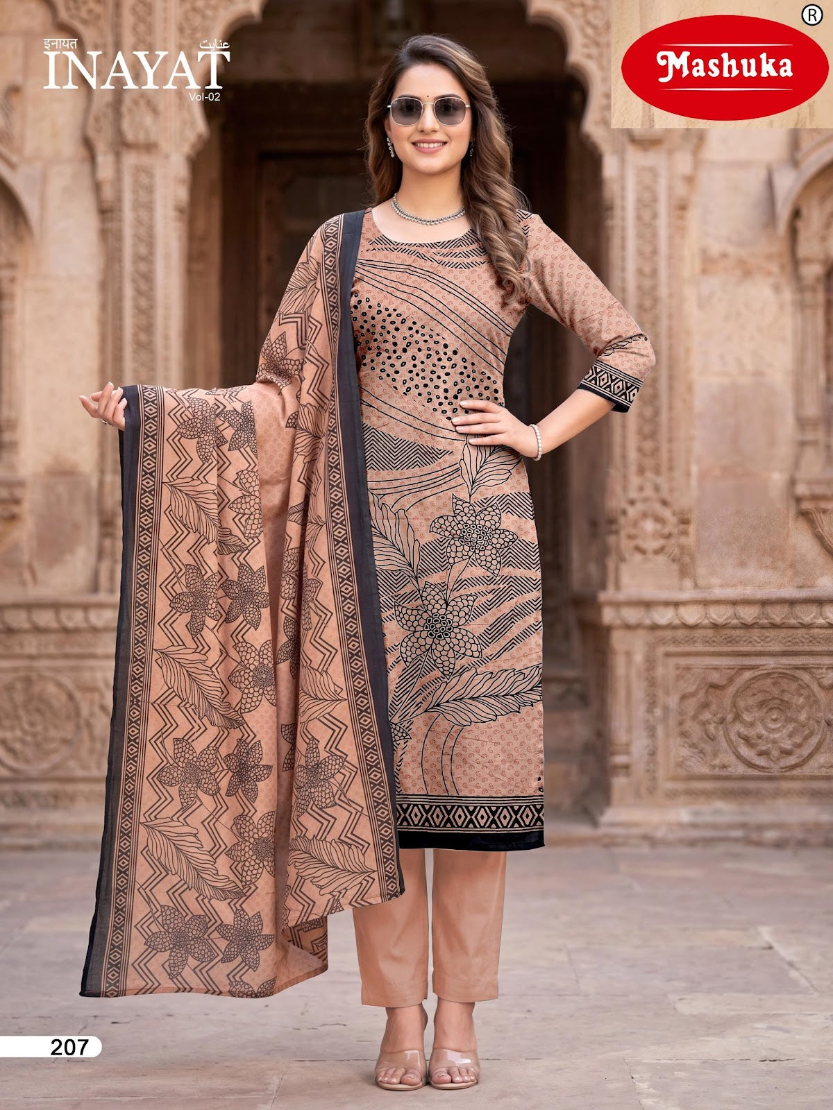 Inayat Vol 2 Mashuka Mix Cotton Pant Style Suits Wholesaler India