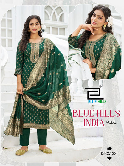 India Vol 1 Blue Hills Rayon 14Kg Readymade Pant Style Suits Wholesale Price