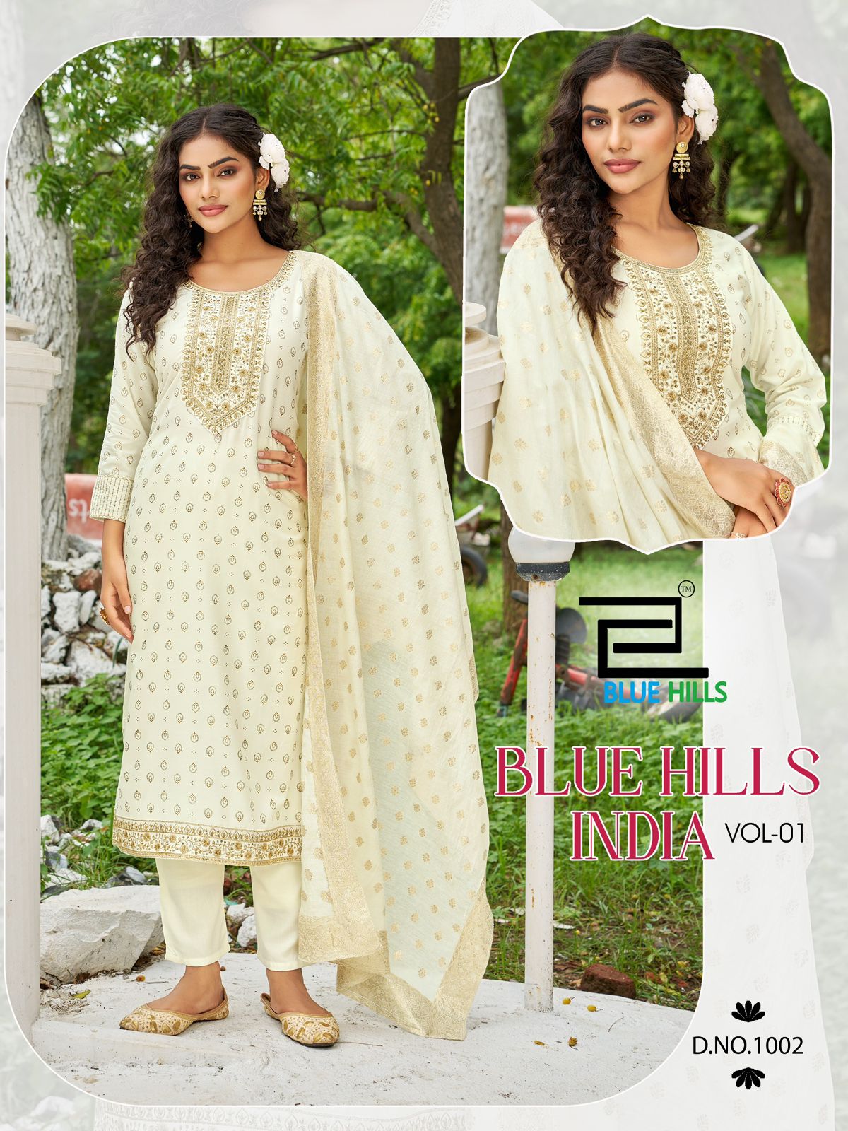 India Vol 1 Blue Hills Rayon 14Kg Readymade Pant Style Suits Wholesale Price