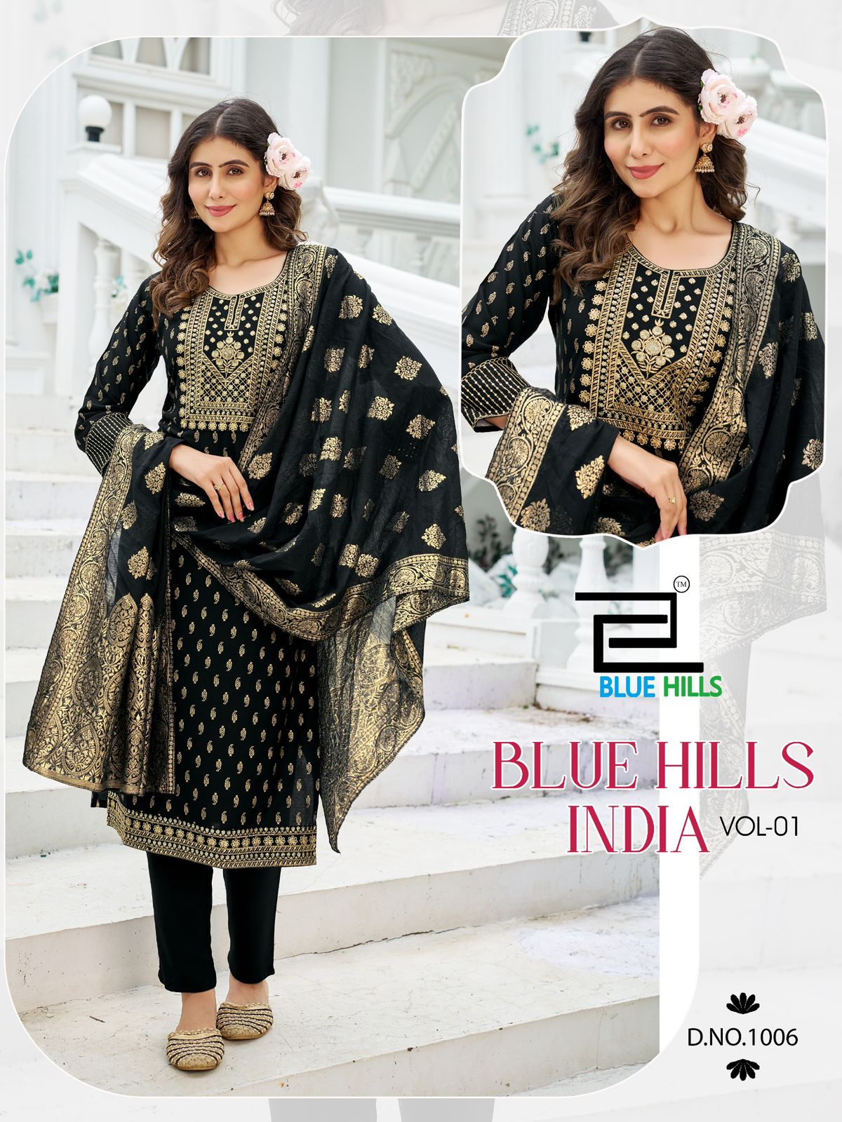 India Vol 1 Blue Hills Rayon 14Kg Readymade Pant Style Suits Wholesale Price