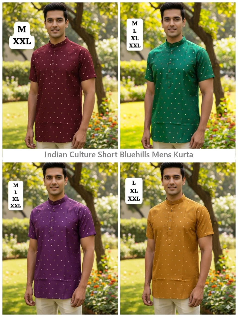 Indian Culture Short Bluehills Cotton Silk Mens Kurta Supplier