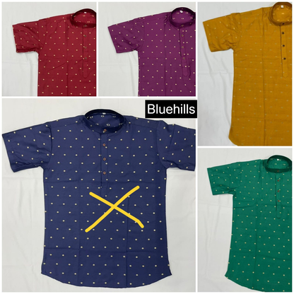 Indian Culture Short Bluehills Cotton Silk Mens Kurta Supplier