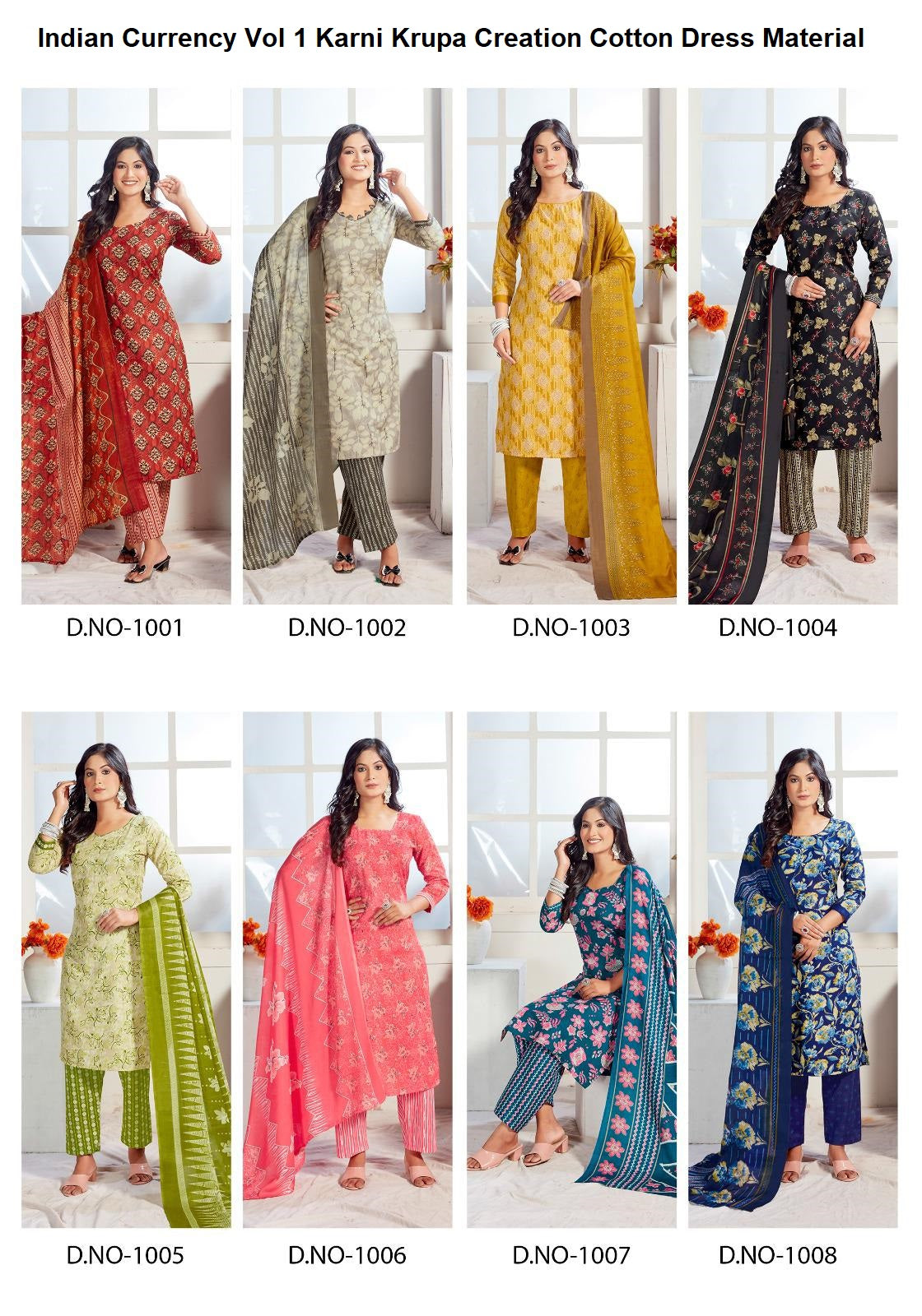 Indian Currency Vol 1 Karni Krupa Creation Cotton Dress Material Manufacturer Gujarat