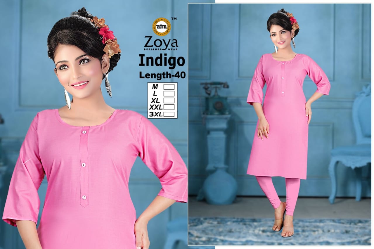 Indigo 2008 Zoya Rayon Knee Length Kurtis Wholesaler India