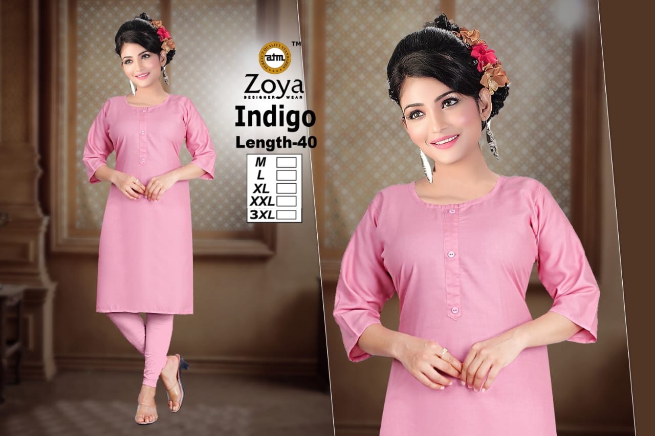 Indigo 2008 Zoya Rayon Knee Length Kurtis Wholesaler India