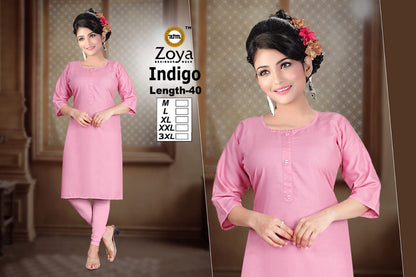 Indigo 2008 Zoya Rayon Knee Length Kurtis Wholesaler India