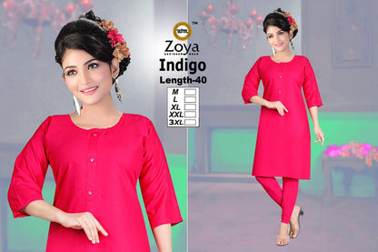 Indigo 2008 Zoya Rayon Knee Length Kurtis Wholesaler India
