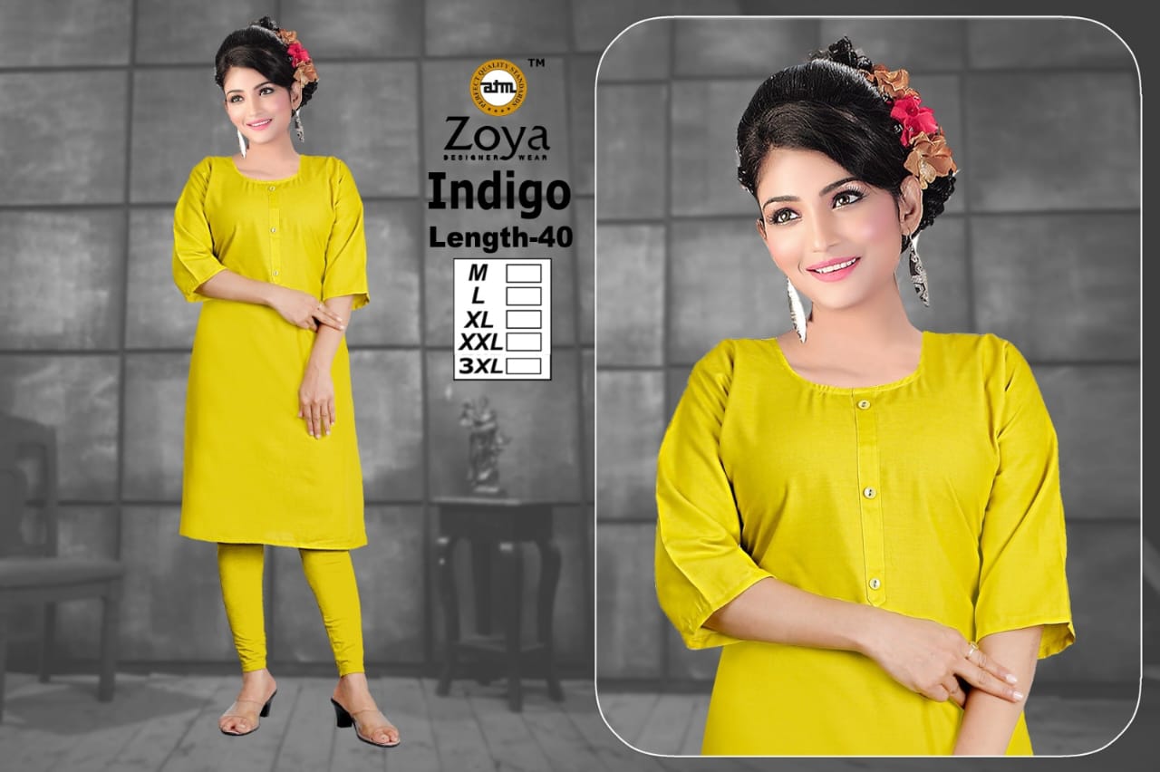 Indigo 2008 Zoya Rayon Knee Length Kurtis Wholesaler India
