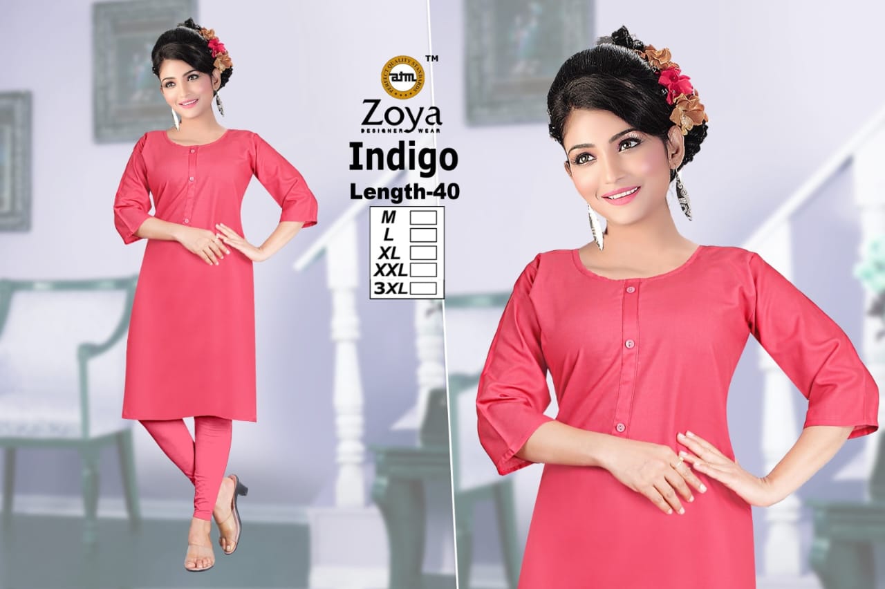 Indigo 2008 Zoya Rayon Knee Length Kurtis Wholesaler India