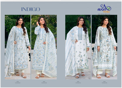Indigo Avon Trendz Cotton Lawn Pant Style Suits Wholesaler