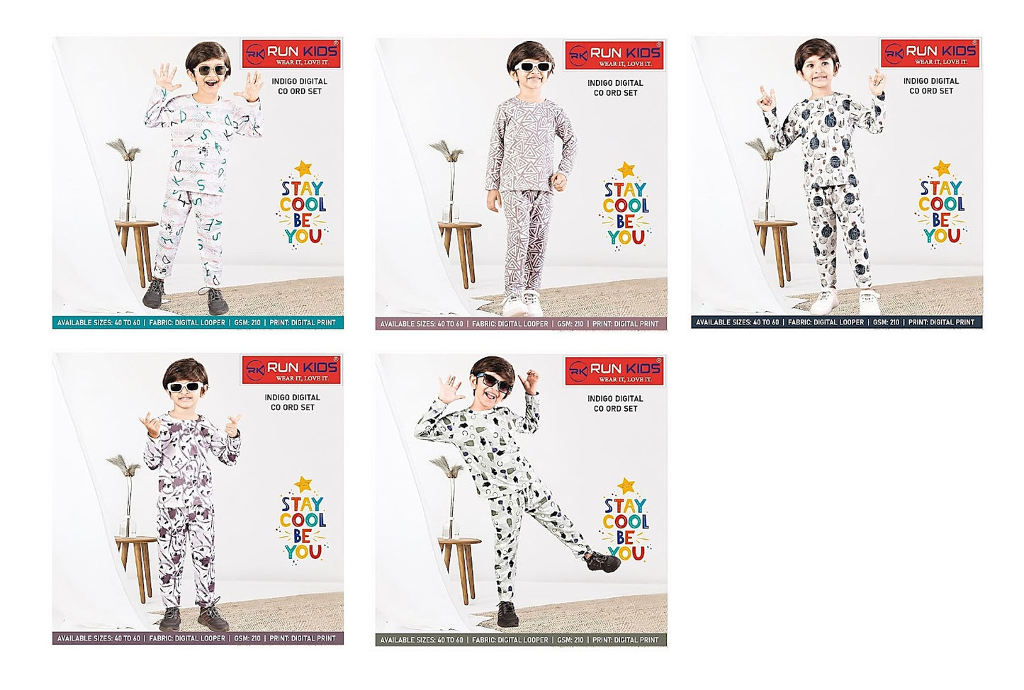 Indigo Gsm 210 Run Kids Looper Boys Co Ord Set Wholesale Price