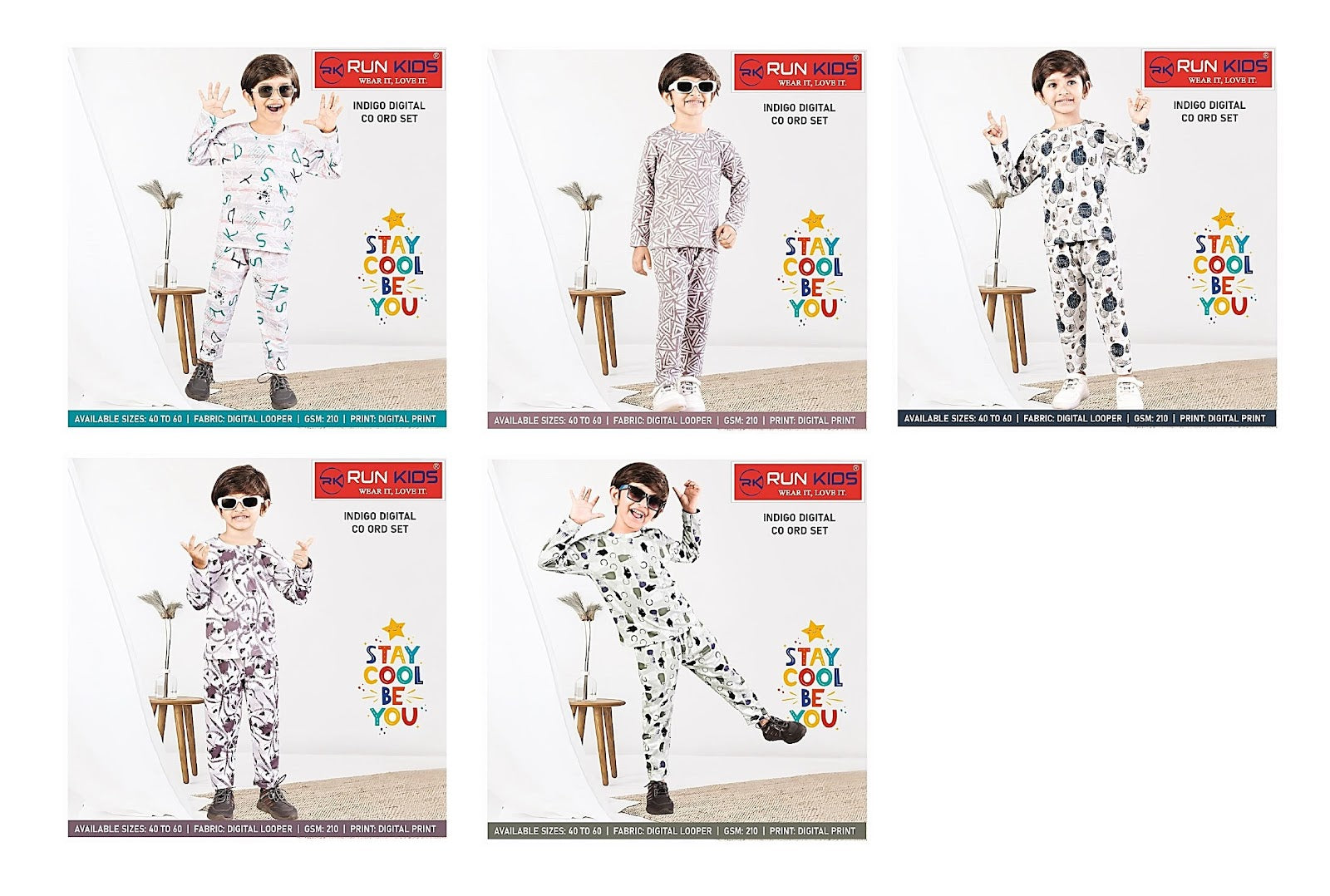 Indigo Gsm 210 Run Kids Looper Boys Co Ord Set Wholesale Price