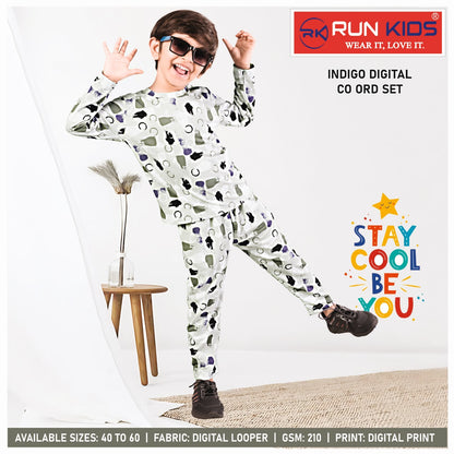 Indigo Gsm 210 Run Kids Looper Boys Co Ord Set Wholesale Price