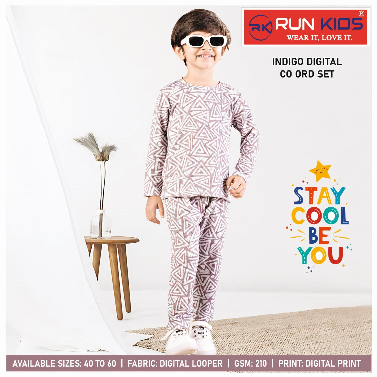 Indigo Gsm 210 Run Kids Looper Boys Co Ord Set Wholesale Price