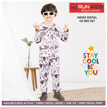 Indigo Gsm 210 Run Kids Looper Boys Co Ord Set Wholesale Price