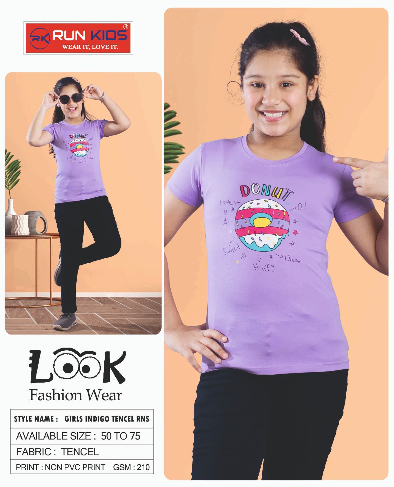 Indigo Gsm 210 Run Kids Tencel Girls Tshirt Supplier Gujarat