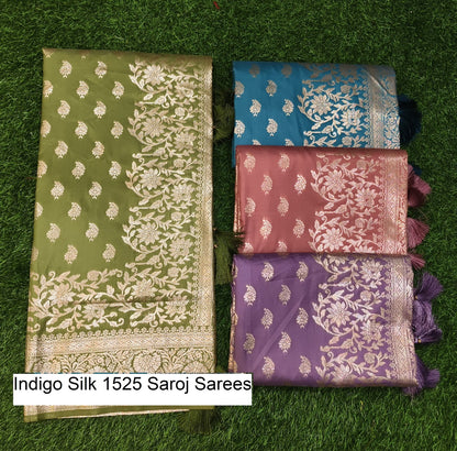 Indigo Silk 1525 Saroj Silk Sarees Manufacturer Gujarat