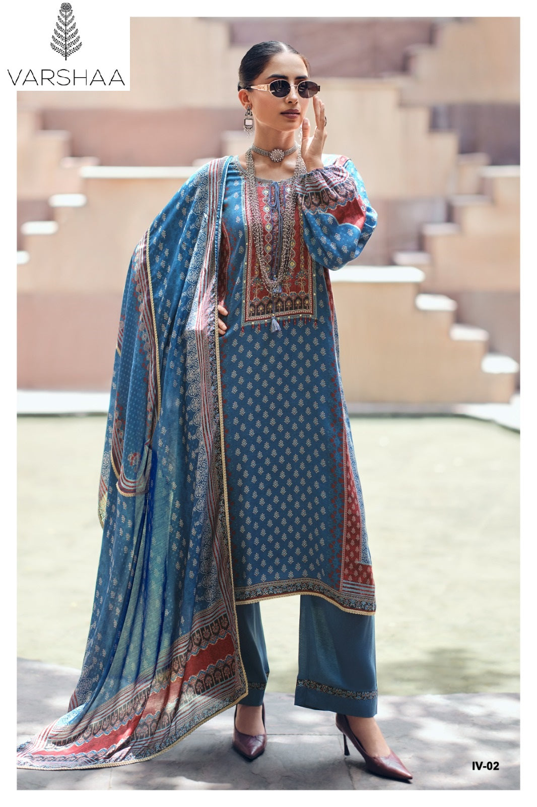 Indigo Vault Varshaa Viscose Muslin Pant Style Suits Manufacturer Gujarat
