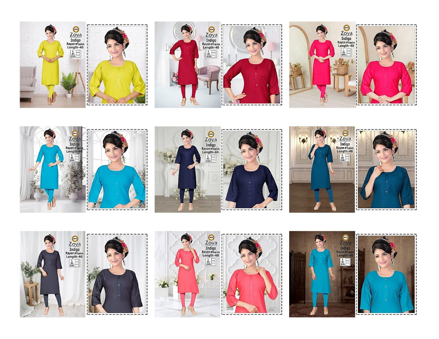 Indigo Zoya Rayon Straight Cut Kurtis Wholesaler Gujarat
