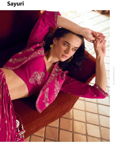 Indira Sayuri Silk Crop Top Skirt Jacket Wholesale Rate
