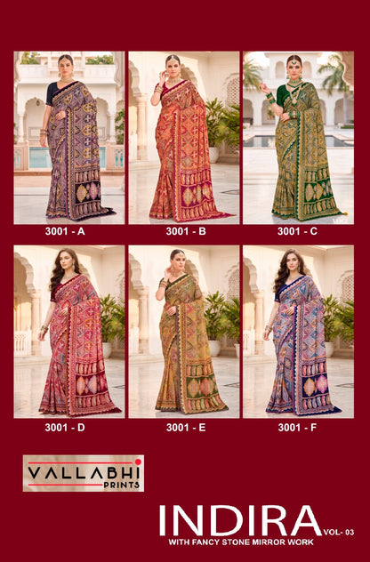 Indira Vol 3 Vallabhi Prints Weightless Sarees Supplier
