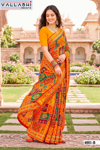 Indira Vol 4 Vallabhi Prints Weightless Sarees Supplier
