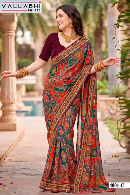 Indira Vol 4 Vallabhi Prints Weightless Sarees Supplier
