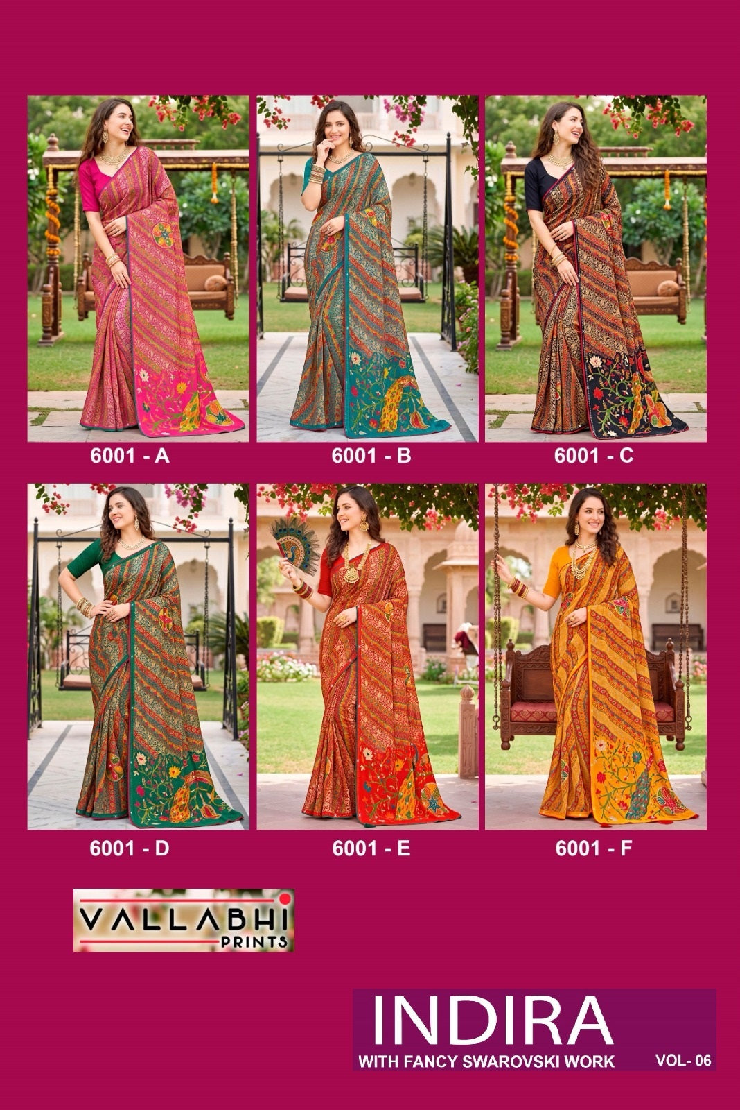 Indira Vol 6 Vallabhi Prints Weightless Sarees Wholesale Price