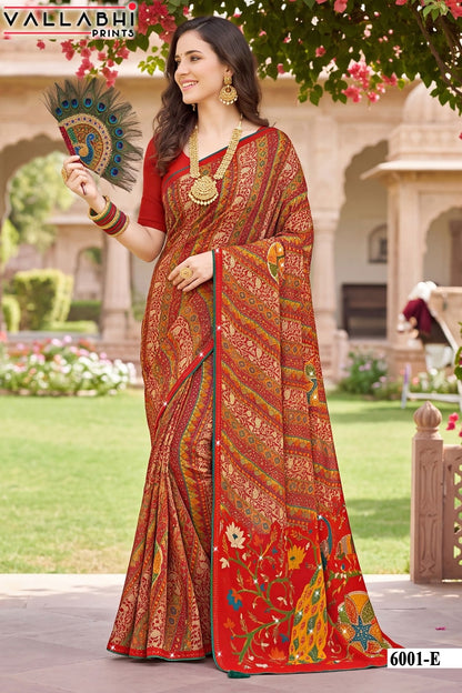 Indira Vol 6 Vallabhi Prints Weightless Sarees Wholesale Price