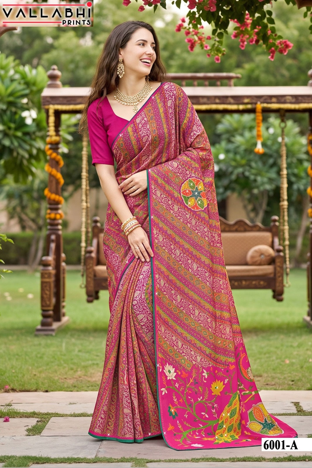 Indira Vol 6 Vallabhi Prints Weightless Sarees Wholesale Price