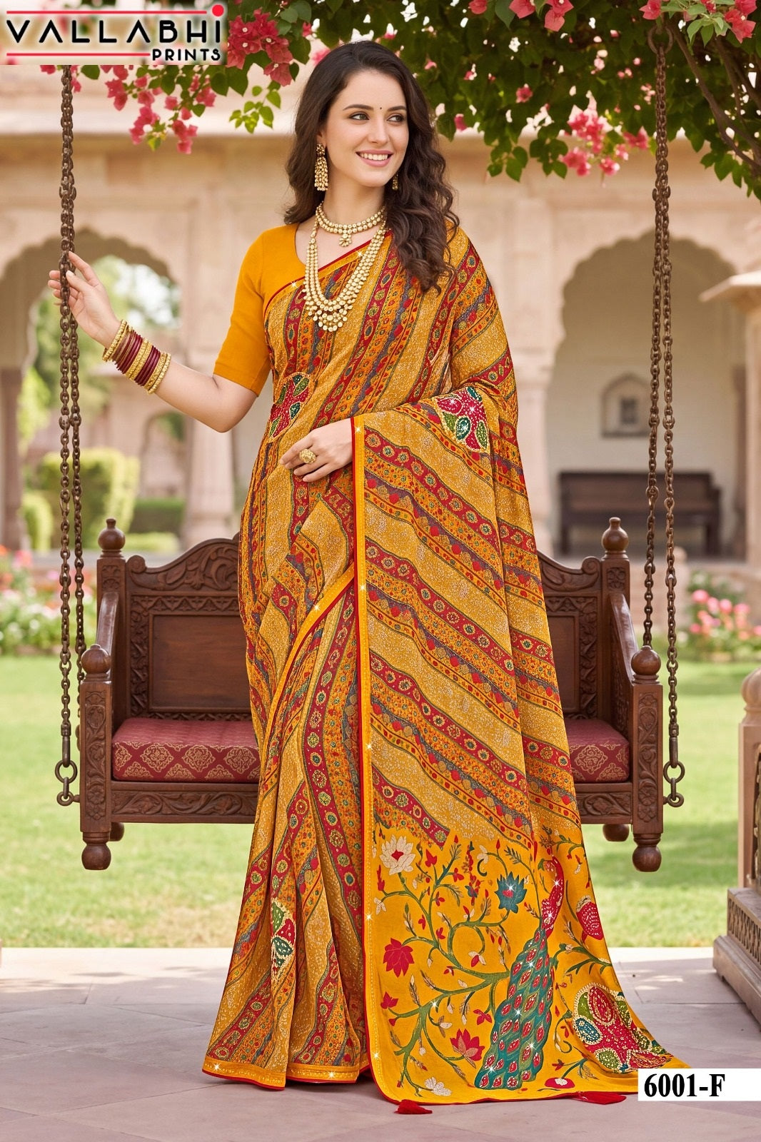 Indira Vol 6 Vallabhi Prints Weightless Sarees Wholesale Price