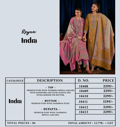Indra Reyna Pashmina Suits Wholesale Price