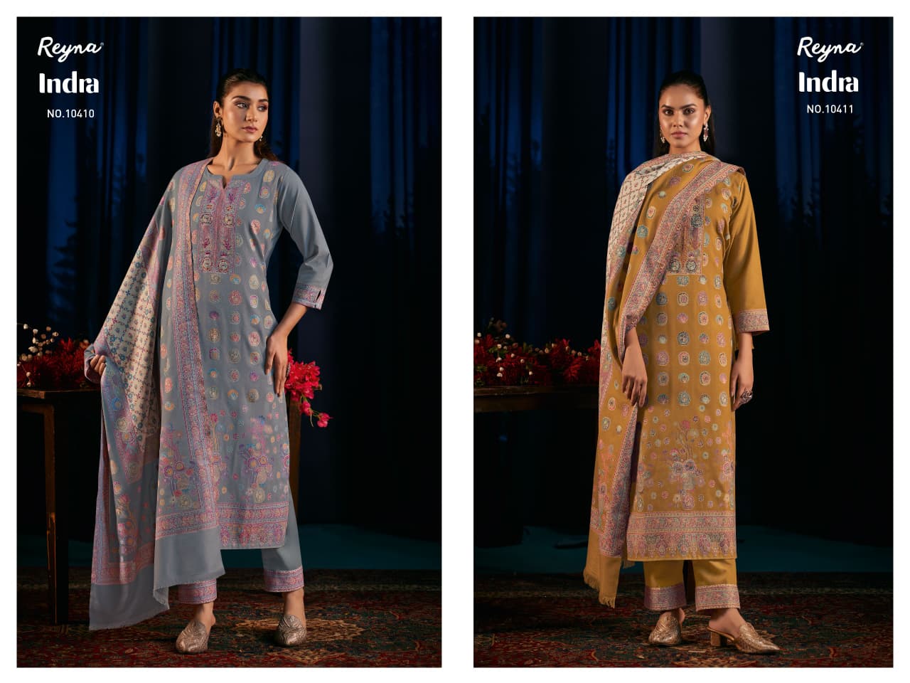 Indra Reyna Pashmina Suits Wholesale Price