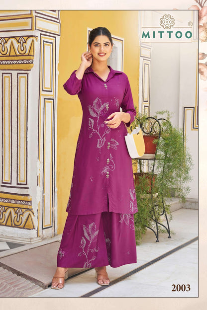 Indrani Mittoo Rayon Kurti Plazzo Set Supplier