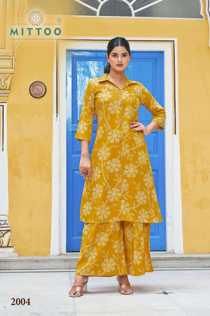 Indrani Mittoo Rayon Kurti Plazzo Set Supplier
