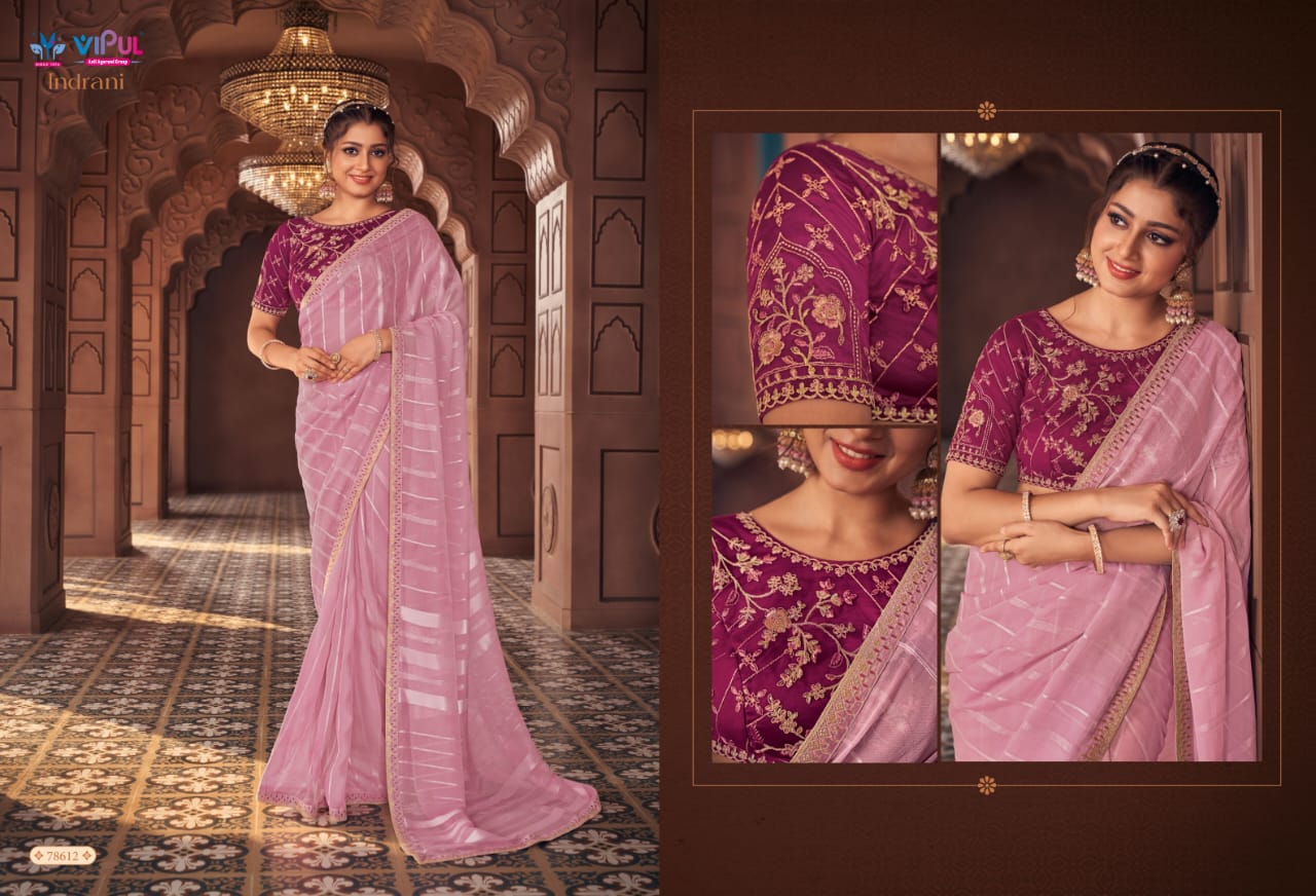 Indrani Vipul Organza Sarees Wholesaler India