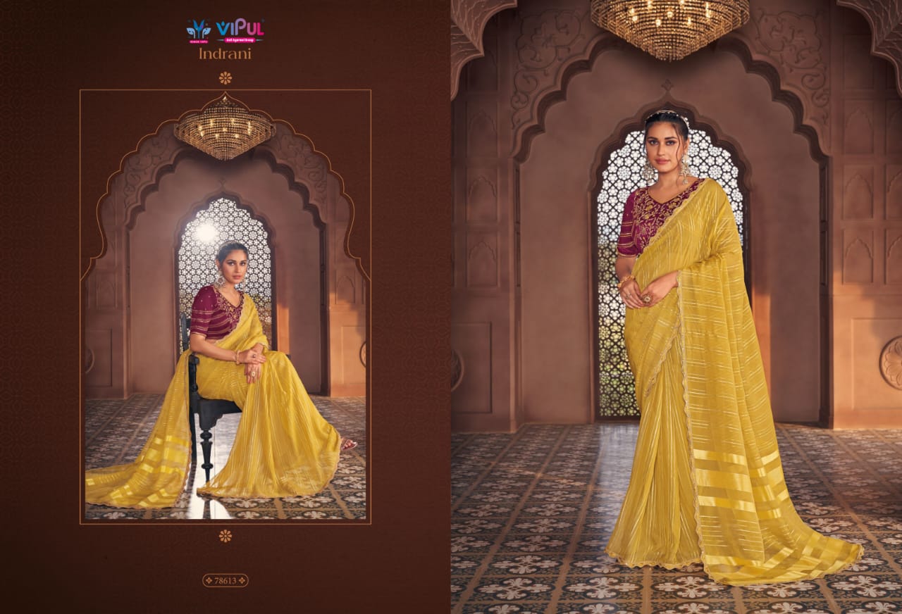 Indrani Vipul Organza Sarees Wholesaler India